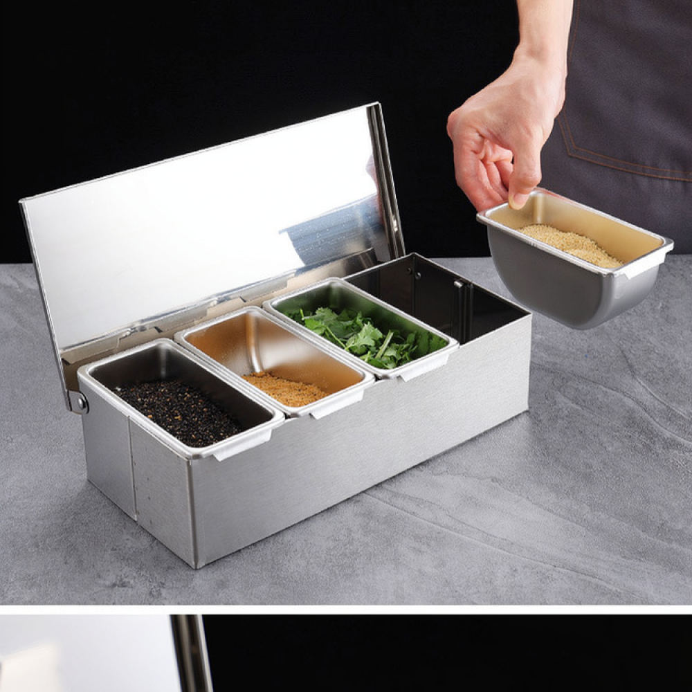 Commercial Kitchen Bin - Kitchen Seasoning Organizer Box Durable Steel